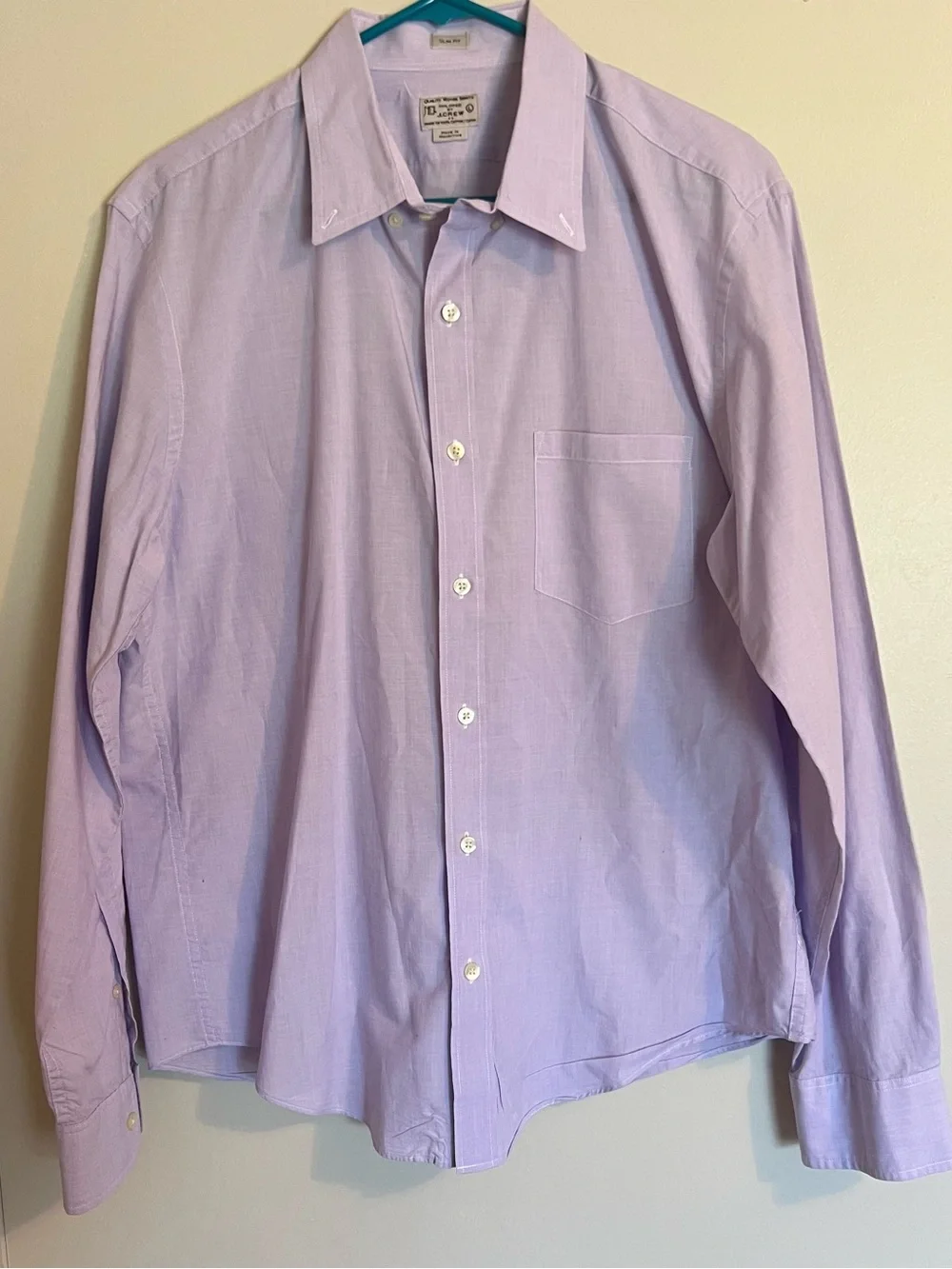 Vintage J. Crew Men's Light Lavender Button-Up Dress Shirt